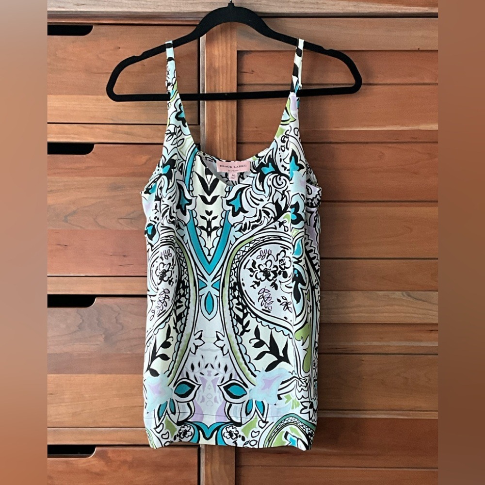 Chico's‎ Size Medium Black Label Paisley Cami Summer Flowy Adjustable